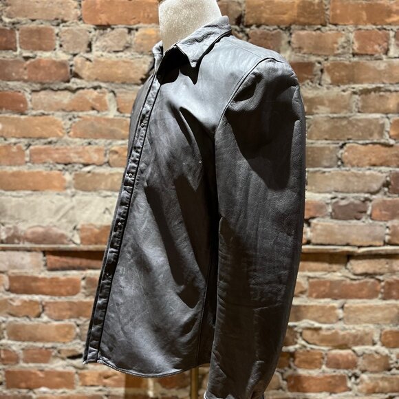 Carpe Diem Black Leather Shirt Jacket – Artisanal Handcrafted Italy (2001) - Picture 6 of 9